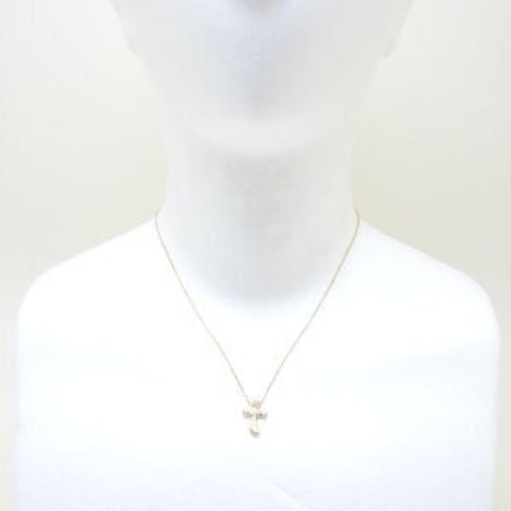 Tiffany Cross Diamond Pendant Necklace Yellow Gold